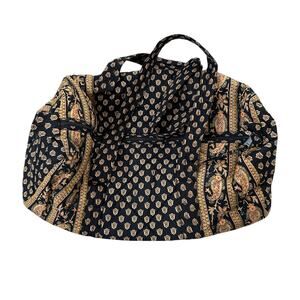 Vtg Pierre Deux French Country Quilted Overnight Bag Bonis Black Gold Paisley